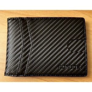 Runbox Mens Bifold Wallet Carbon Fiber Red Leather Interior RFID AirTag Holder